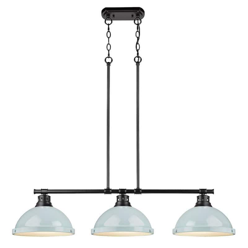 Duncan 3-light Linear Pendant in Aged Brass with Aged Brass Shades
