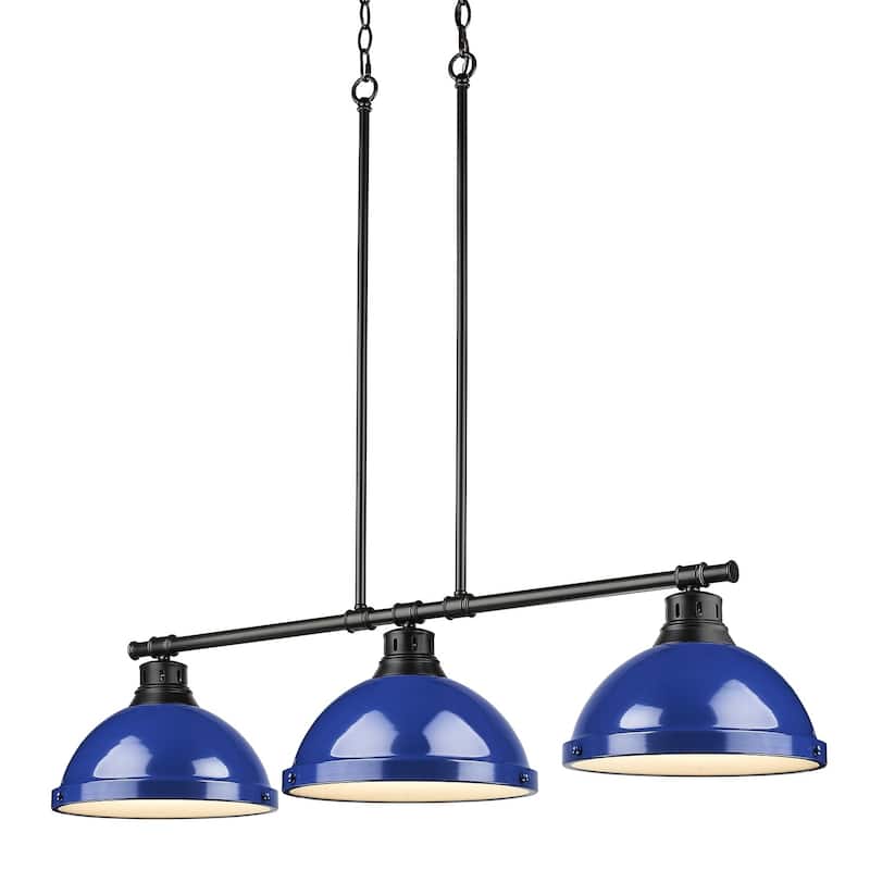Duncan 3-light Linear Pendant in Aged Brass with Aged Brass Shades