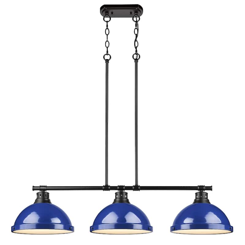 Duncan 3-light Linear Pendant in Aged Brass with Aged Brass Shades
