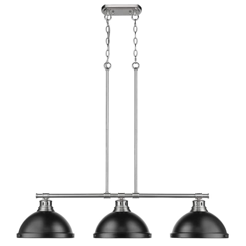 Duncan 3-light Linear Pendant in Aged Brass with Aged Brass Shades