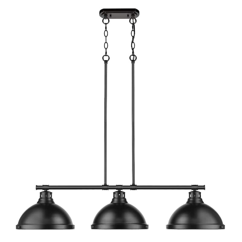 Duncan 3-light Linear Pendant in Aged Brass with Aged Brass Shades