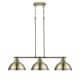 preview thumbnail 2 of 32, Duncan 3-light Linear Pendant in Aged Brass with Aged Brass Shades