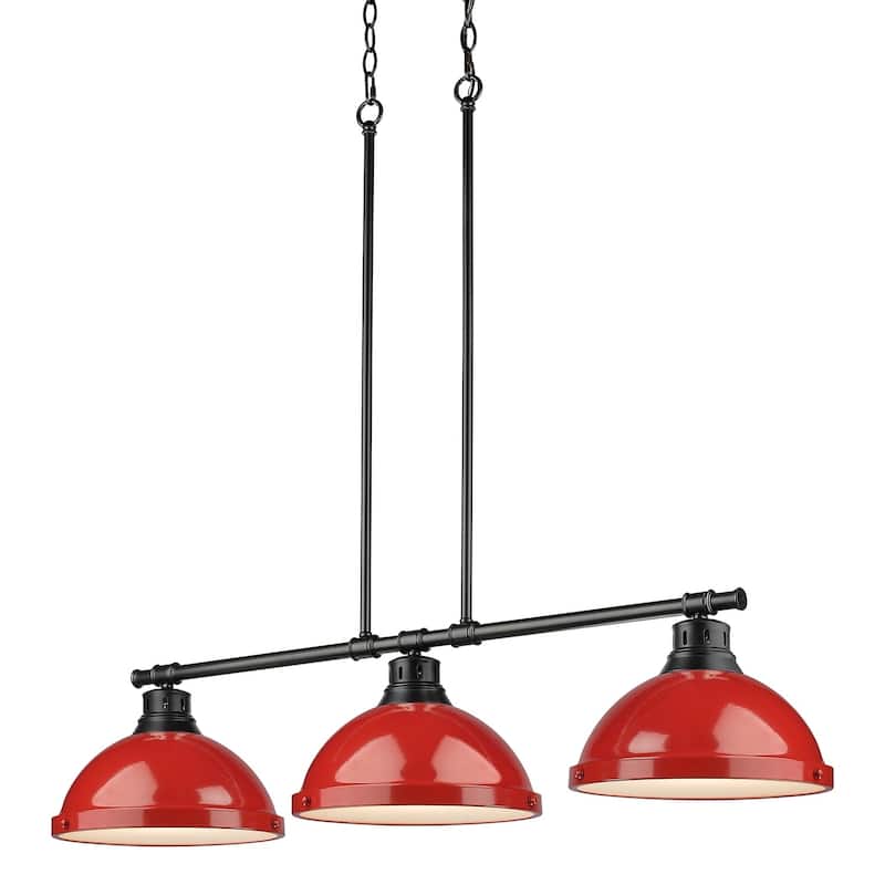 Duncan 3-light Linear Pendant in Aged Brass with Aged Brass Shades