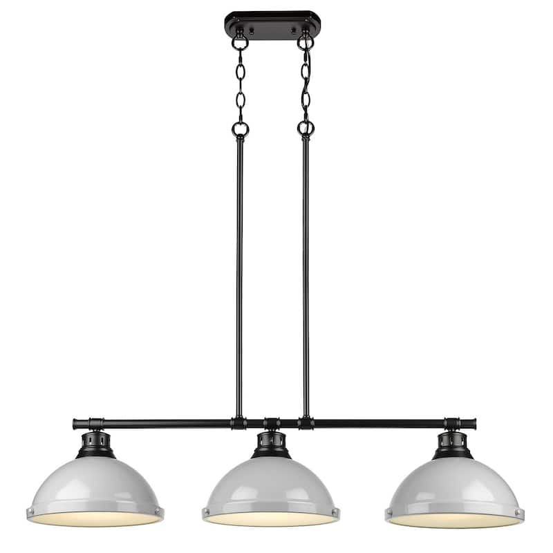Duncan 3-light Linear Pendant in Aged Brass with Aged Brass Shades