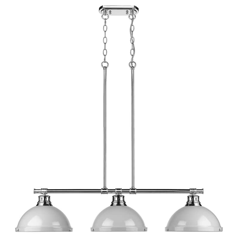 Duncan 3-light Linear Pendant in Aged Brass with Aged Brass Shades