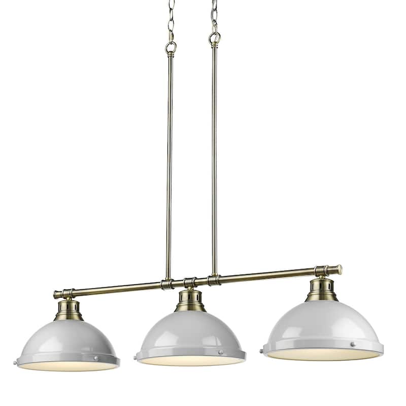 Duncan 3-light Linear Pendant in Aged Brass with Aged Brass Shades