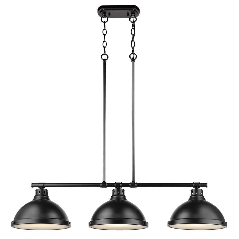 Duncan 3-light Linear Pendant in Aged Brass with Aged Brass Shades