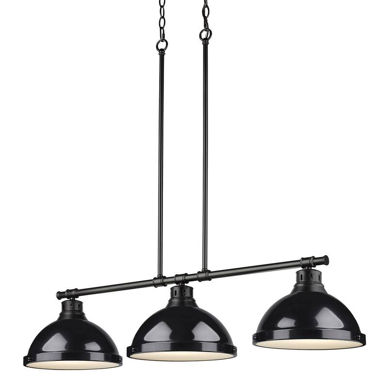 Duncan 3-light Linear Pendant in Aged Brass with Aged Brass Shades - black with black shades