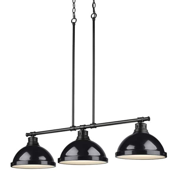 slide 2 of 34, Duncan 3-light Linear Pendant in Aged Brass with Aged Brass Shades black with black shades