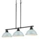 preview thumbnail 29 of 44, Duncan 3-light Linear Pendant in Aged Brass with Aged Brass Shades black with seafoam shades