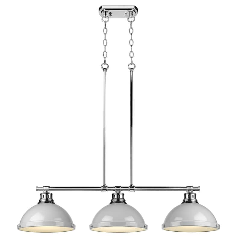 Duncan 3-light Linear Pendant in Aged Brass with Aged Brass Shades
