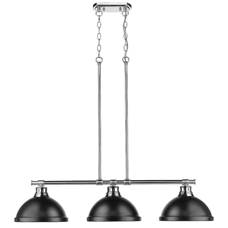 Duncan 3-light Linear Pendant in Aged Brass with Aged Brass Shades