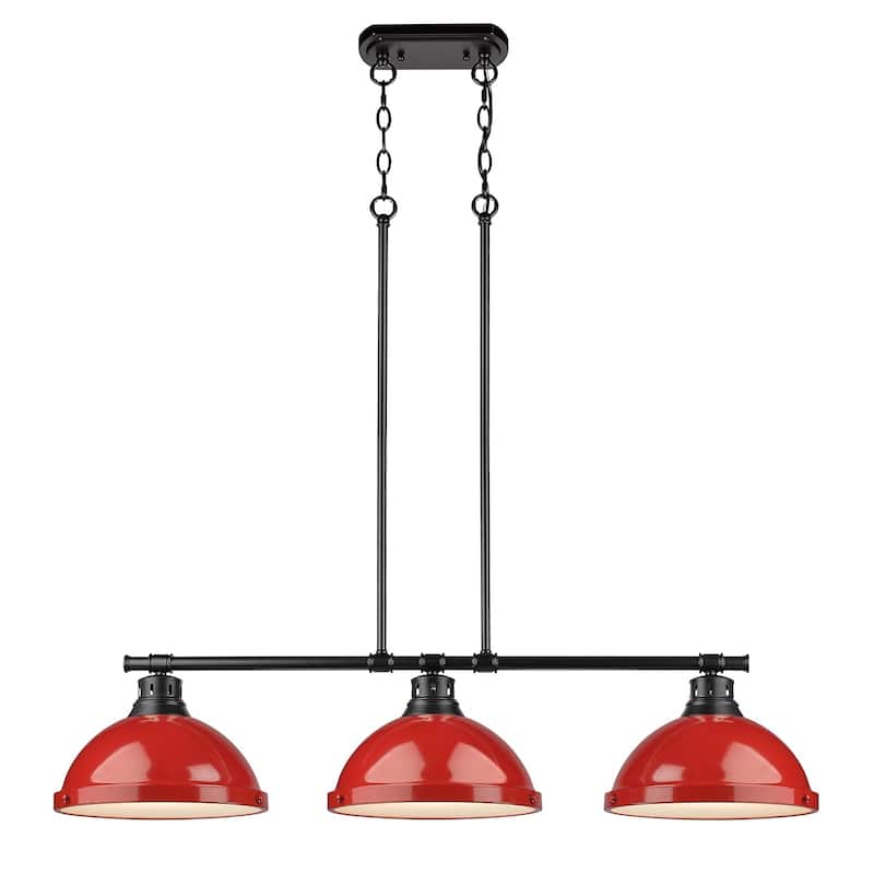 Duncan 3-light Linear Pendant in Aged Brass with Aged Brass Shades