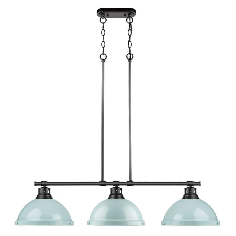 Duncan 3-light Linear Pendant in Aged Brass with Aged Brass Shades