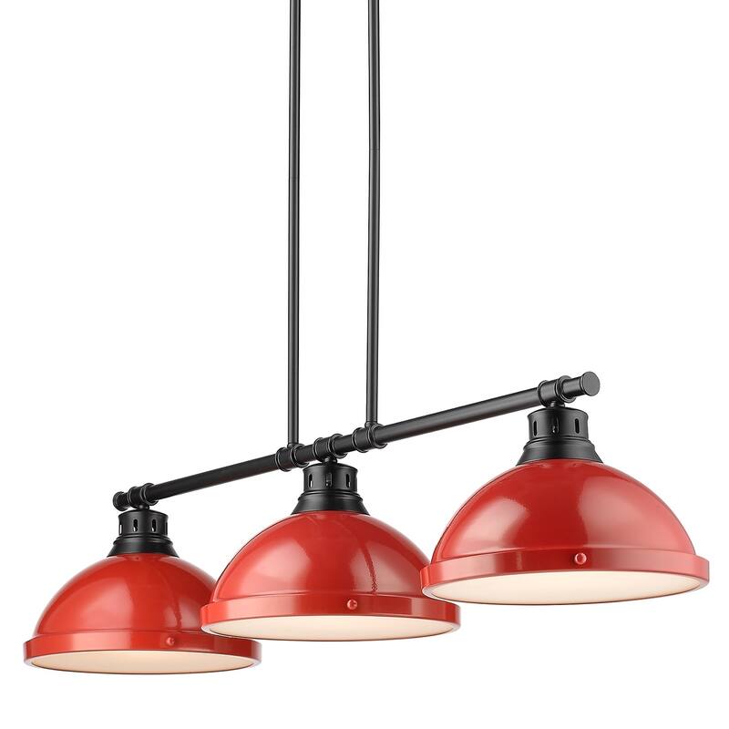 Duncan 3-light Linear Pendant in Aged Brass with Aged Brass Shades