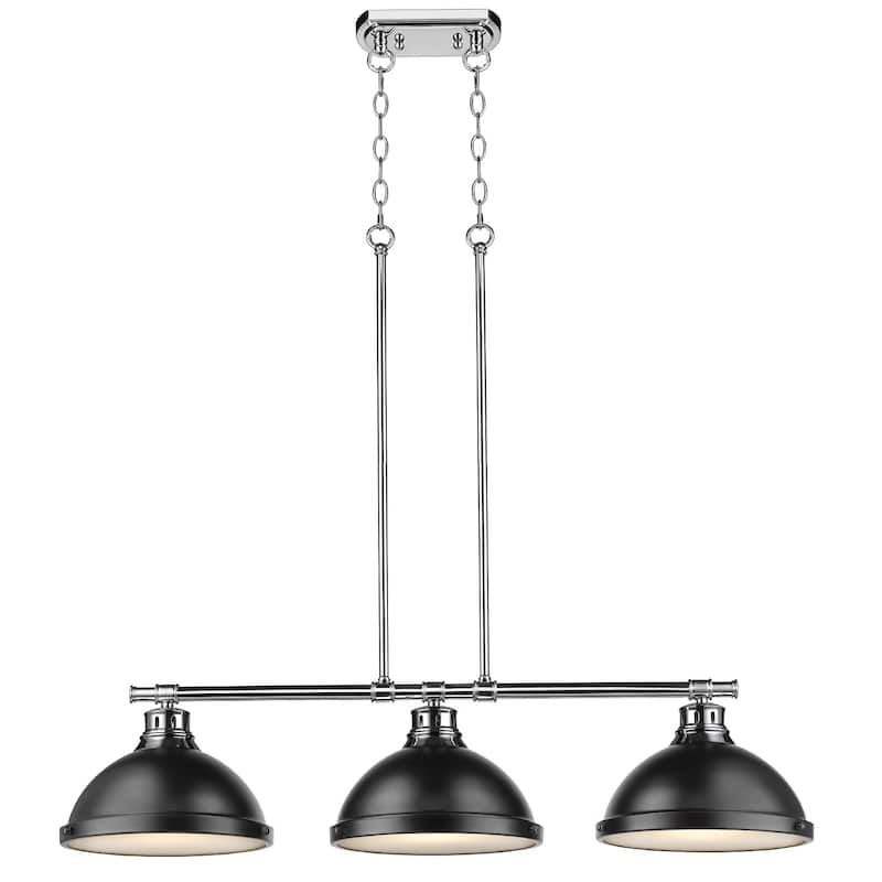 Duncan 3-light Linear Pendant in Aged Brass with Aged Brass Shades