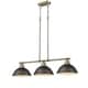 preview thumbnail 4 of 2, Duncan 3-light Linear Pendant in Aged Brass with Rubbed Bronze Shades