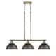 preview thumbnail 1 of 2, Duncan 3-light Linear Pendant in Aged Brass with Rubbed Bronze Shades