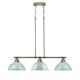 preview thumbnail 1 of 2, Duncan Aged Brass 3-Light Linear Pendant with Seafoam Shades