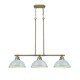 preview thumbnail 3 of 2, Duncan Aged Brass 3-Light Linear Pendant with Seafoam Shades