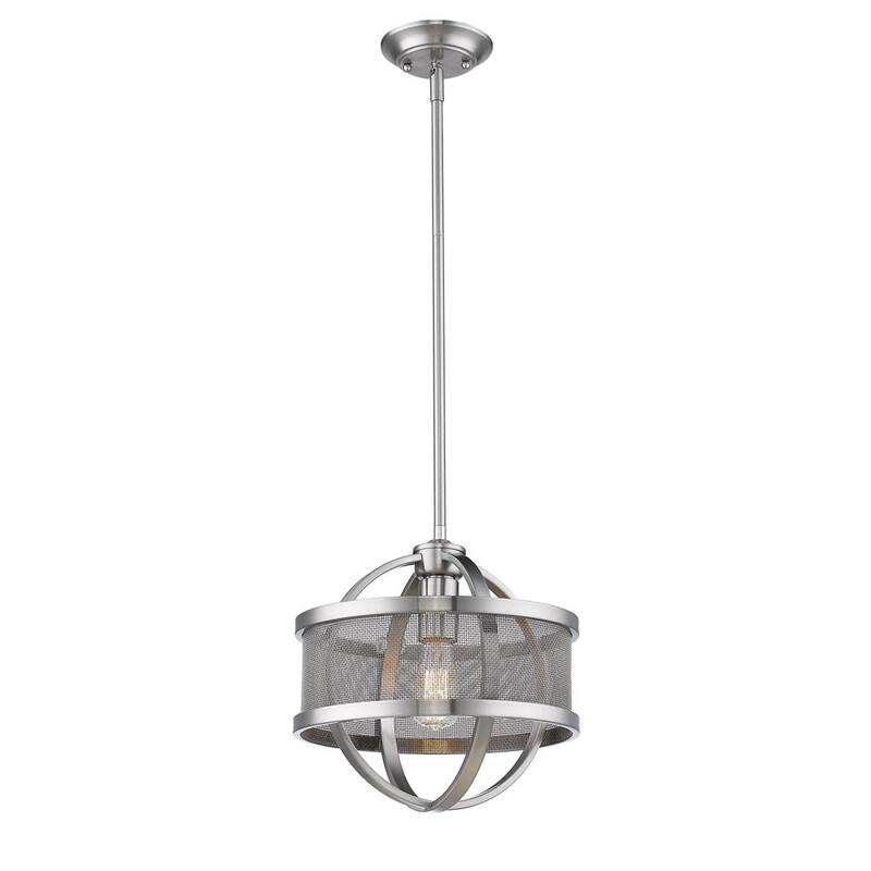 Colson Pewter Mini-Pendant with Mesh Metal Shade