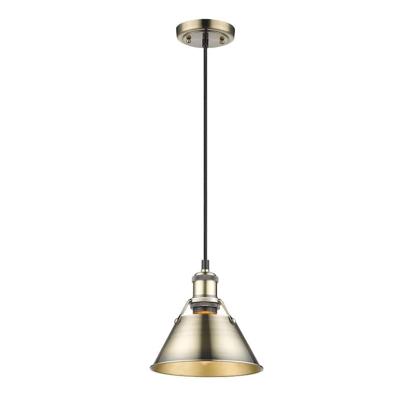 Orwell AB Mini Pendant - 10 inches in Aged Brass with Aged Brass Shade