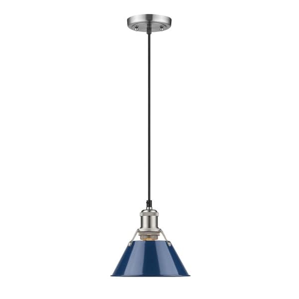 Orwell Pewter 7-inch Mini-Pendant with Navy Blue Shade