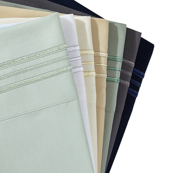 De Moocci Three Line Embroidery 100-percent Brushed Microfiber Ultra Soft Sheet Set