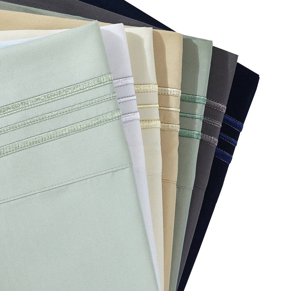 De Moocci Three Line Embroidery 100-percent Brushed Microfiber Ultra Soft Sheet Set