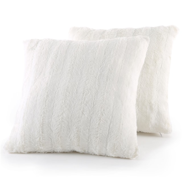 Cheer Collection Solid Color Faux Fur Throw Pillows (Set of 2)