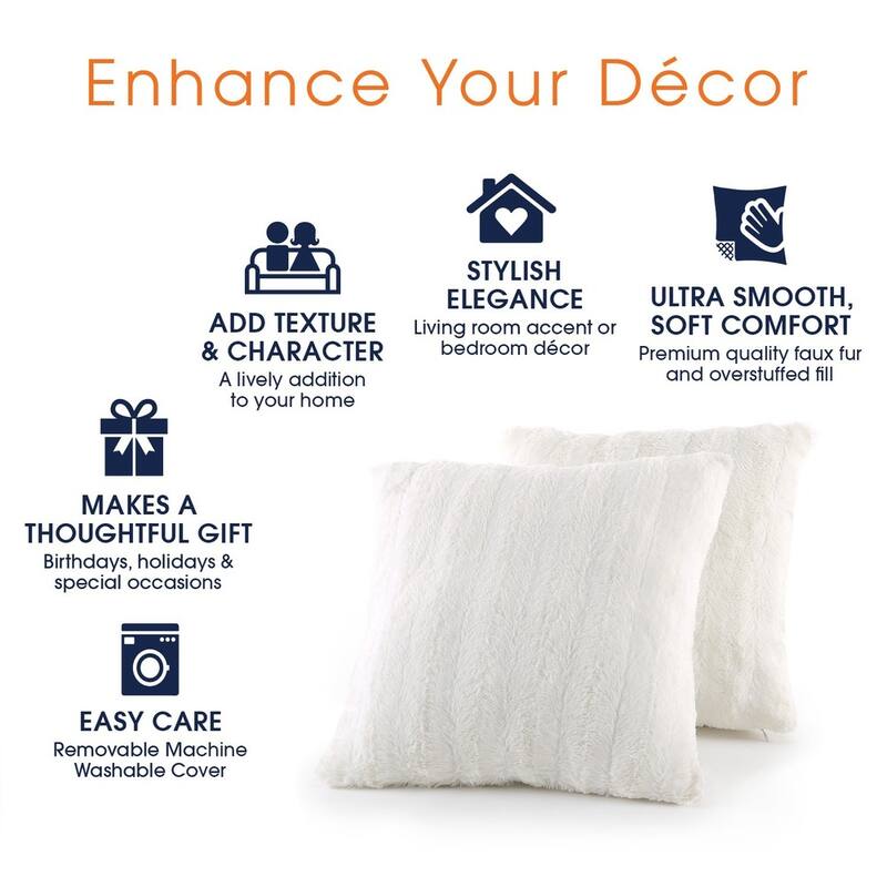 Cheer Collection Solid Color Faux Fur Throw Pillows (Set of 2)