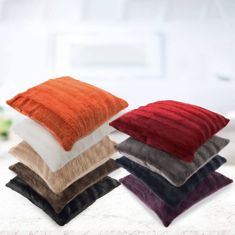 Cheer Collection Solid Color Faux Fur Throw Pillows (Set of 2)