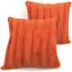 Cheer Collection Solid Color Faux Fur Throw Pillows (Set of 2) - Rust - 18 x 18