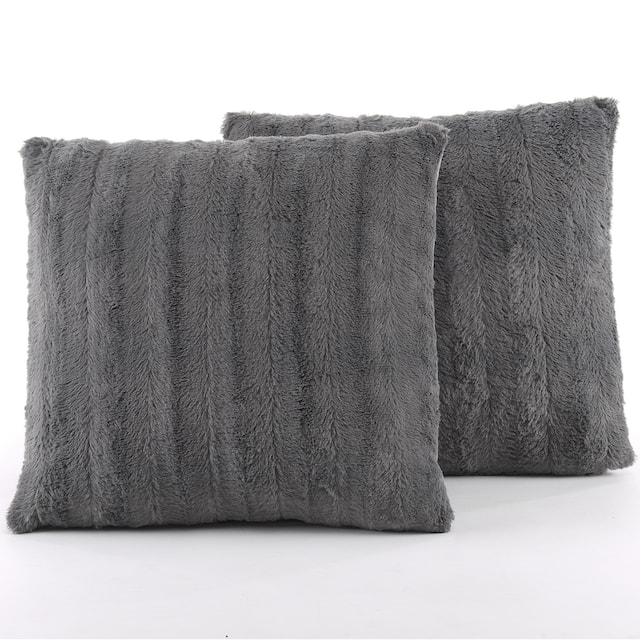 Cheer Collection Solid Color Faux Fur Throw Pillows (Set of 2)