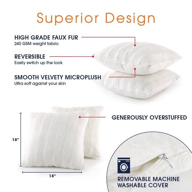 Cheer Collection Solid Color Faux Fur Throw Pillows (Set of 2)
