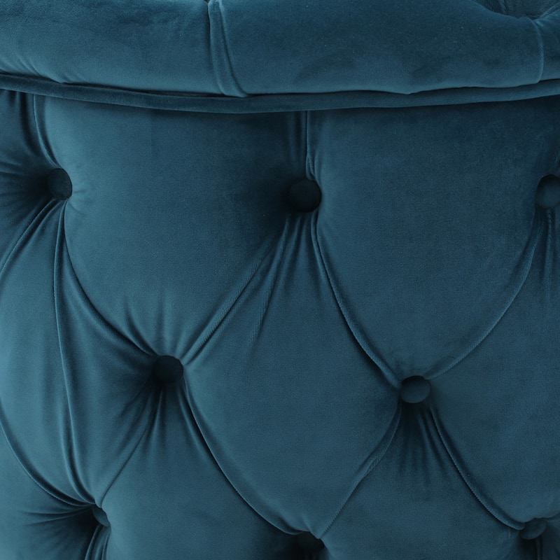Zelfa Modern Glam Tufted Velvet Round Ottoman by Christopher Knight Home