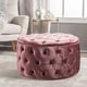 preview thumbnail 22 of 32, Zelfa Modern Glam Tufted Velvet Round Ottoman by Christopher Knight Home Blush