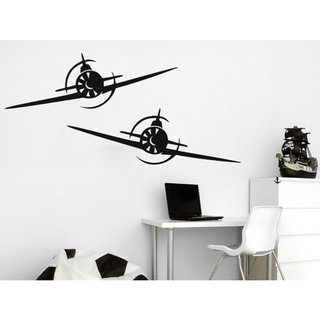 Shop Biplane Decal Airplane Wall Decals Plane Stickers Nursery Playroom Boys Kids Baby Room Sticker Decal Size 44x52 Color Black Overstock 14056661