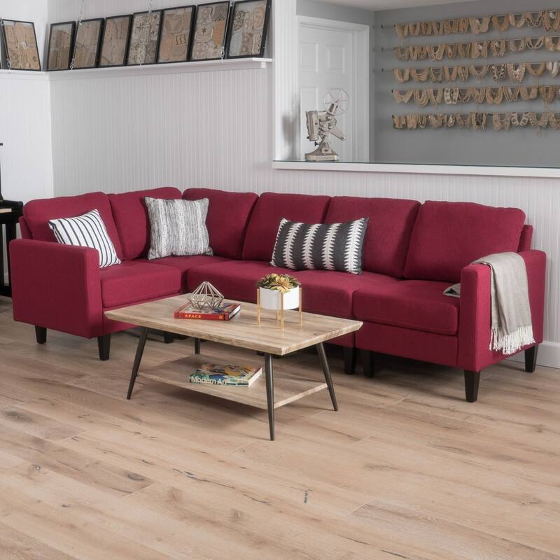 Zahra Modern Fabric 5-piece Sofa Sectional by Christopher Knight Home