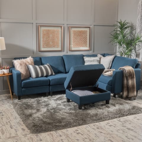 Zahra Sofa Sectional with Storage Ottoman by Christopher Knight Home