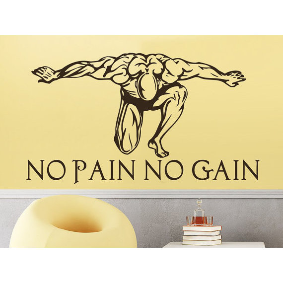 Sports Wall Decal Quotes No Pain No Gain Wall Decals Body Building Motivation Sticker Decall Size 44x60 Color Black 44 X 60