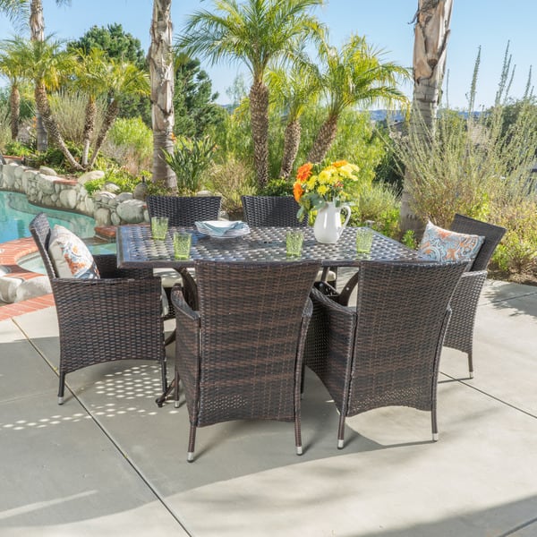 Shop Madison Outdoor 7 Piece Rectangle Cast Aluminum Dining Set