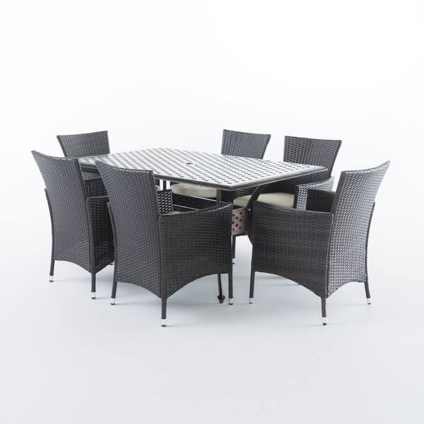 Madison Outdoor 7 Piece Rectangle Cast Aluminum Dining Set Outdoor 7 Piece Rectangle Cast Aluminum