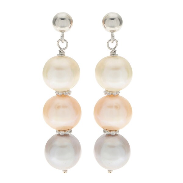 Pearls For You Sterling Silver Multi Color Freshwater Pearl Pearls For You Sterling Silver Multi Color Freshwater Pearl Dangle Earrings