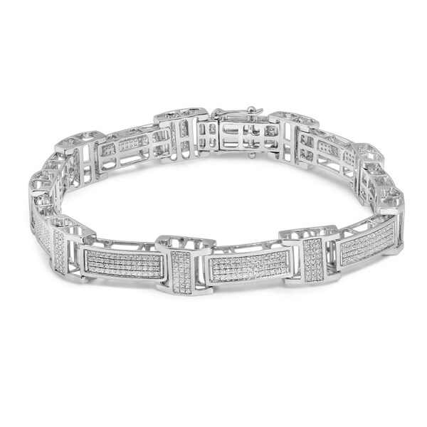 Unending Love 10k White Gold Men's 1 3/4ct TDW Diamond Bracelet (I-J, I2-I3). Opens flyout.
