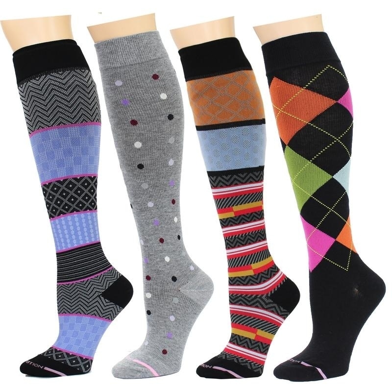 4 Pairs Rexx Therapeutic Graduated Compression Womens Knee-hi Socks