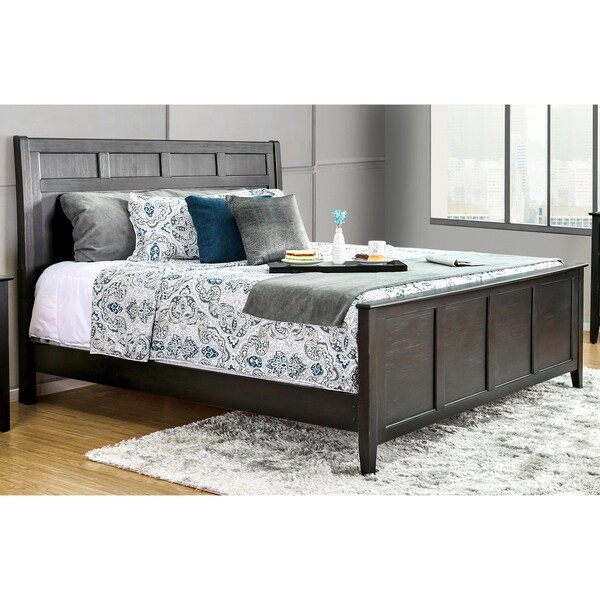 Furniture of America Bost Transitional Black Solid Wood Panel Bed