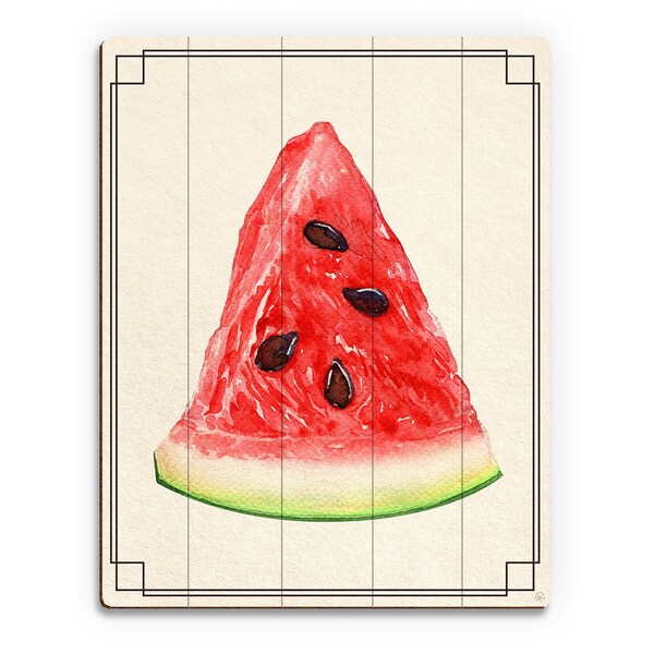Watermelon Slice Wall Art Print on Wood