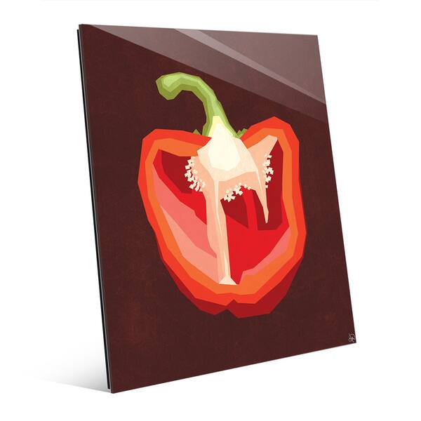 Simple Sliced Pepper Red Wall Art Print on Acrylic - - 14063256