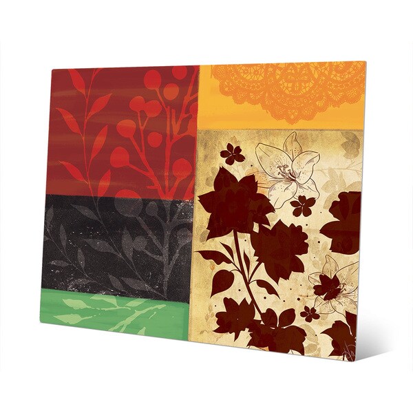 Floral Squares Wall Art Print on Metal - Overstock - 14063525